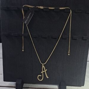 Madison Tyler Gold Tone  Initial 'A' Slider Necklace